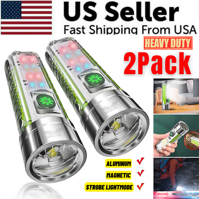 #ad 2 x Rechargeable LED COB Work Light Super Bright Flashlight Torch Lamp Magnetic $15.97
