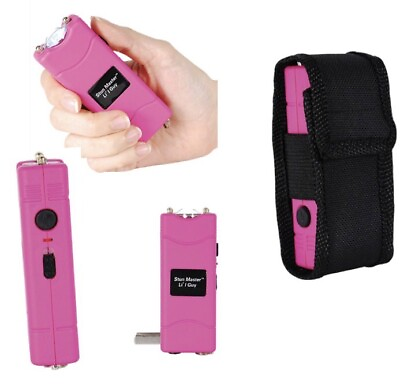 #ad POLICE Stun Gun 911 4.4 Milliamps Rechargeable With LED Flashlight PINK Safety $21.75