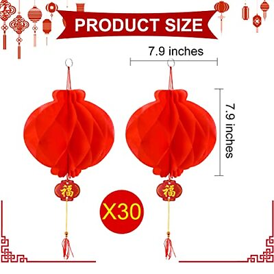 #ad 30 Pieces Chinese Red Lanterns Red Chinese Paper Lanterns Decorations for New $16.97