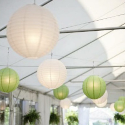 #ad 24x green white paper lanterns wedding garden party bar venue hanging decoration AU $57.18