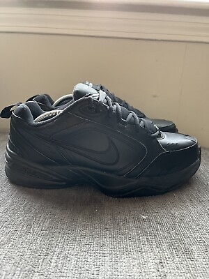 #ad Nike Air Monarch Men#x27;s Size 10.5 4E Wide Walking Shoes 416355 001 Black Leather $36.99
