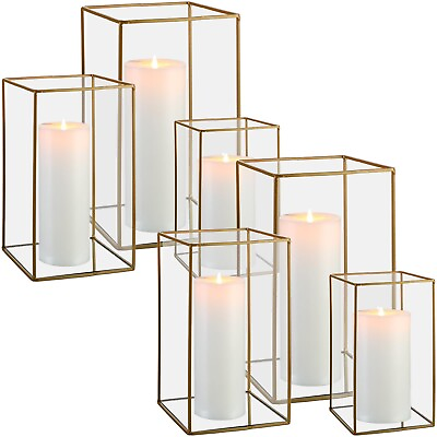 #ad Decorative Candle Lanterns for Wedding 6x4x4 9x5x5 11x6x6 Inch Hurricane ... $92.79