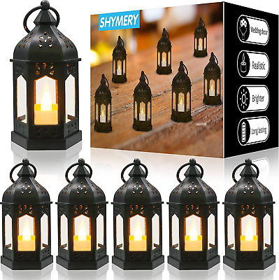 #ad #ad 6 Vintage Mini Lantern with Flickering LED Candles Hanging Candle Lanterns $30.13