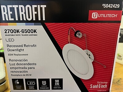 #ad 4 Pack Utilitech Retrofit Kit 6 Pack White 5 in or 6 in LED Recessed Downlight $34.99