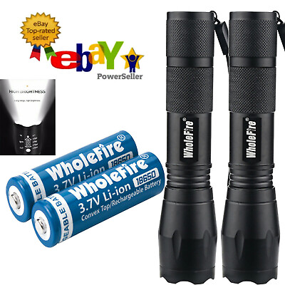 #ad 2 Pack Super Bright 90000LM LED Tactical Flashlight With Rechargeable Battery US $14.88