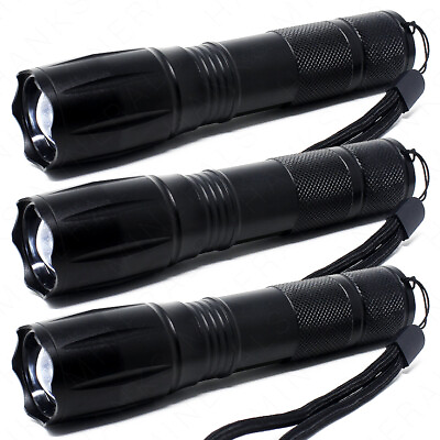 #ad 3 Pack Tactical LED Flashlight High Powered 5 Mode Zoomable Zoom AAA $10.98