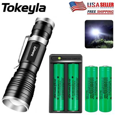 #ad 990000LM Super Bright LED Flashlight Rechargeable Zoomable Tactical Torch Lamp $6.59