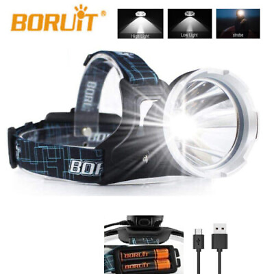 #ad 90000LM BROUIT B10 LED Head Torch Flashlight Headlamp USB Rechargeable Headlight $39.99