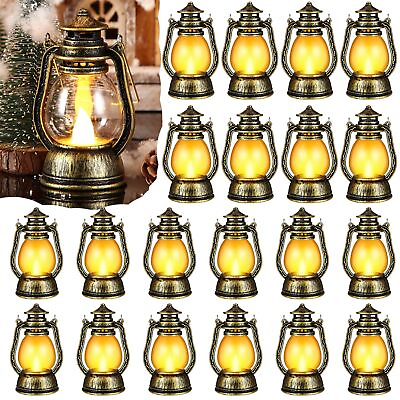 #ad 20 Pcs Mini Lanterns with LED Candle Mini Lanterns Decorative for Christmas W... $41.78