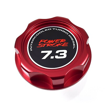 #ad New M7 Red Oil Filler Cap 7.3L Emblem Fits Ford 7.3L Power stroke Turbo Diesel $31.95
