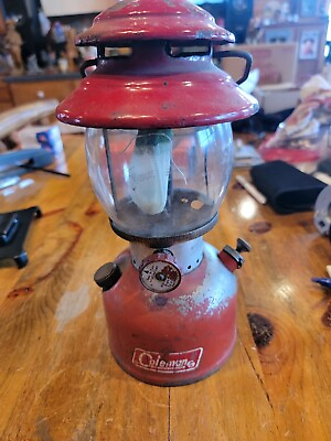 #ad Coleman Cherry Red 200A 1967 Vintage USA Kerosene Lantern Pyrex Glass Globe $74.99