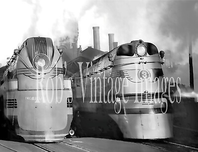 #ad Milwaukee Road Hiawatha 102 amp; 3 Streamlind Steam Locomotive Photo Railroad $8.48
