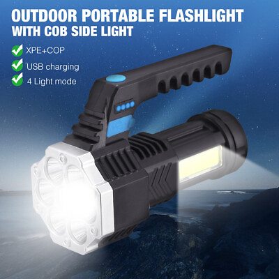 #ad 12000000LM Rechargeable LED Flashlight COB LED Outdoor Torch Lighting 4 Modes $6.99
