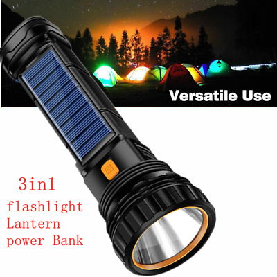 #ad Led Solar Tactical Flashlight Rechargeable Light Outdoor Camping Torch Lantern A $12.96