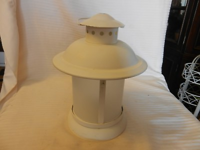 #ad Vintage Round White Metal Hanging Tea Light Candle Holder Lantern Style $56.25