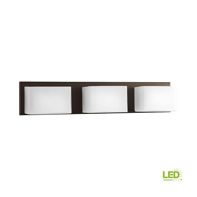 #ad Ace LED 3 Light Antique Bronze Etched Glass Modern LED Bath Vanity Light by P.L. $199.00