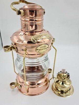 #ad #ad Ship#x27;s Anchor Lantern Oil Lamp Copper amp; Brass 13.5quot; Fresnel Lens Nautical Decor $104.02