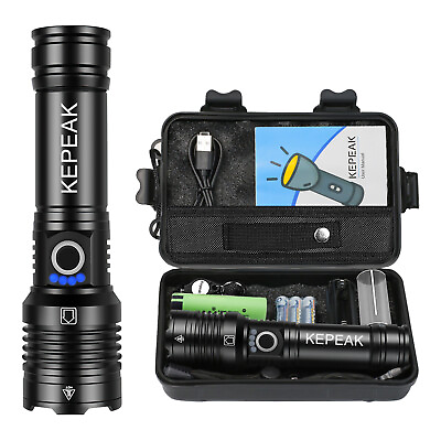 #ad Rechargeable 250000 High Lumens LED Flashlight Super Bright Tactical Zoom $21.99