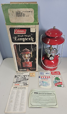 #ad Vintage NOB Coleman Model 200A Red Lantern Unfired w Box and Mantles 200A195 $499.99