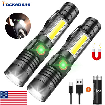 #ad Powerful LED Flashlight COB Work Light Waterproof Torch with Magnet Handle Light $17.69
