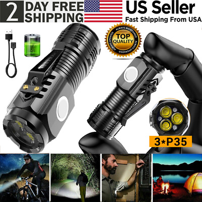 #ad Super Bright Mini LED Flashlight Keychain Pocket Magnetic Torch Rechargeable $7.99