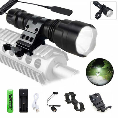 #ad 8000LM LED Hunting Weapon Flashlight Remote Switch Picatinny Rail QD Scope Mount $6.99