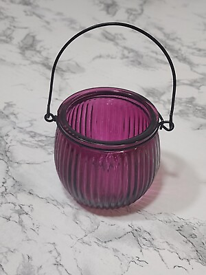 #ad Vintage Glass Hanging Candle Holder Lantern Decorative Tea Light Holder 2.75quot; H $13.95