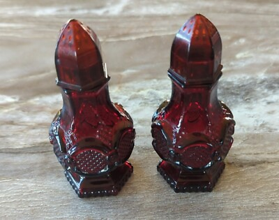 #ad Vintage Avon 1978 Cape Cod Collection Ruby Red Glass Salt and Pepper Shaker Set $16.87
