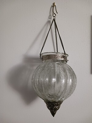 #ad Hanging Lantern Crackle Glass Moroccan Style Candle Holder Lamp $99.99