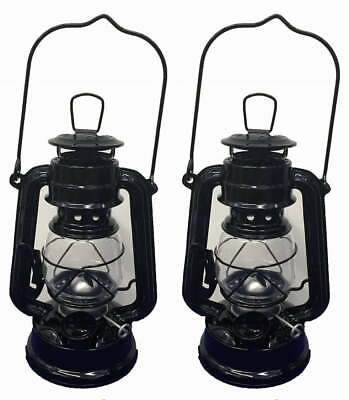 #ad 2 8 Inch Black Hurricane Kerosene Oil Lantern Hanging Light Lamp $19.23