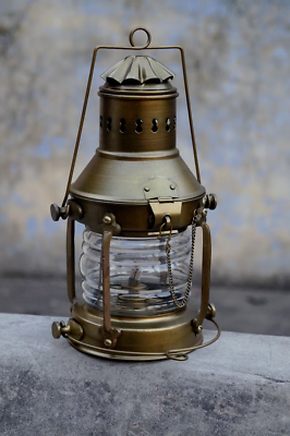 #ad Nautical Maritime Brass Boat Antique Hanging Oil Lamp Ship Anchor Lantern $61.10