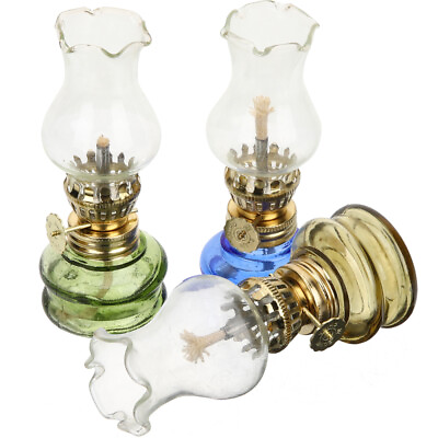 #ad Antique Vintage Kerosene Lanterns 3 Pcs Glass Oil Lamps $22.58