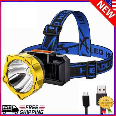 #ad USB Rechargeable Portable LED Head Mounted Flashlight for Night Fishing Camping $6.83