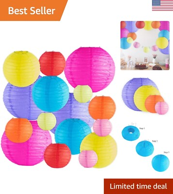 #ad Assorted Colorful Paper Lanterns 16 Pack Party Decoration Multiple Sizes $27.99