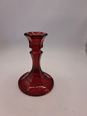 #ad Vintage Ruby Red Glass Tapered Dinner Candle Stick Holder $20.00