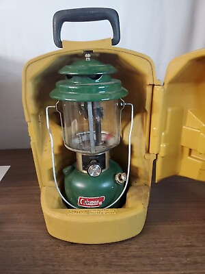 #ad Vintage Coleman Model 220J Camping Lantern with Hard Yellow Carry Case $74.10