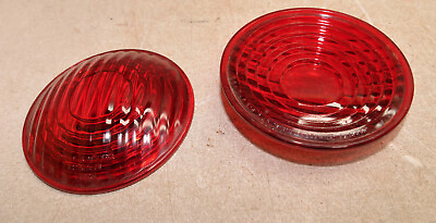 #ad 2 Corning glass red railroad lantern lens 6 3 8quot; od 3 3 4quot; FSO signal marker lot $69.99