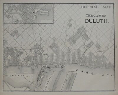 #ad Original 1900 Electric Railroad Map DULUTH Minnesota Zenith Park St. Louis Bay $24.99