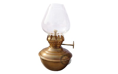 #ad Antique Brass Table Lantern Glass Oil Lamp 6 Inch Collectible Home Decorative $18.05