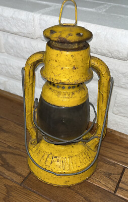 #ad Rare Vintage YELLOW Dietz Little Wizard Lantern Clear Globe NY USA🇺🇸Rustic $58.99