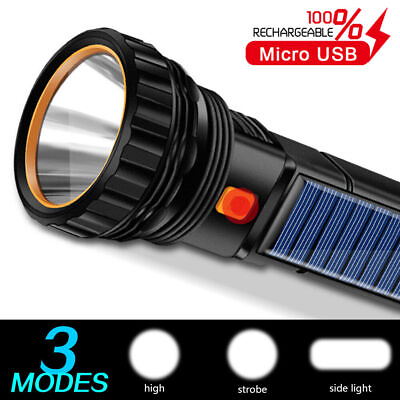 #ad Led Solar Tactical Flashlight Rechargeable Light Outdoor Camping Torch Lantern A $10.99