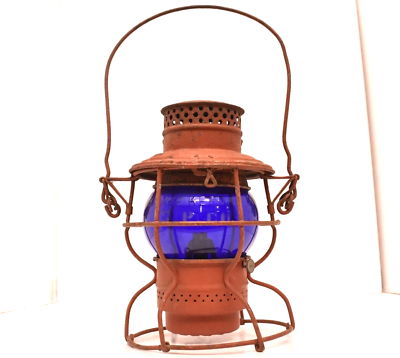 #ad Vintage Adlake Kero railroad lantern w signal blue CP Camp;O globe $295.71