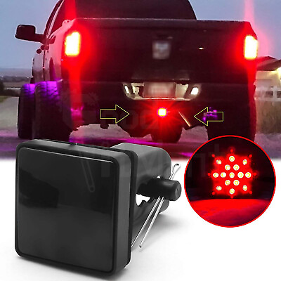 #ad Smoked Lens 15 LED Tail Brake Light Trailer Hitch Cover Towing amp; Hauling 2quot; Inch $17.54