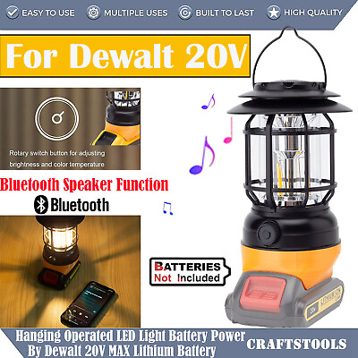 #ad Vintage Lanterns LED Light w Bluetooth Speaker For Dewalt 18V 20V Li Ion Battery $25.83