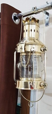 #ad Vintage Brass Oil Lamp Maritime Ship Lantern Anchor Boat Light Lamp Nautical $99.99