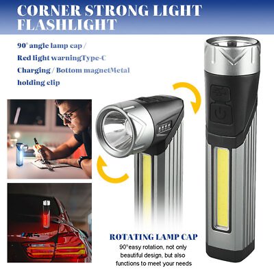 #ad #ad USB Rechargeable Magnetic Work Light Flashlight LED COB Torch Headlight Camping $9.99