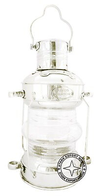 #ad #ad Nickel Brass Lantern Glass Table amp; Hanging Oil Lamp Home Decoration 14 inch VF $83.60