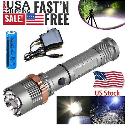 #ad High Power Zoomable LED Flashlight Rechargeable Tactical Military Torch 5 Mode $11.99