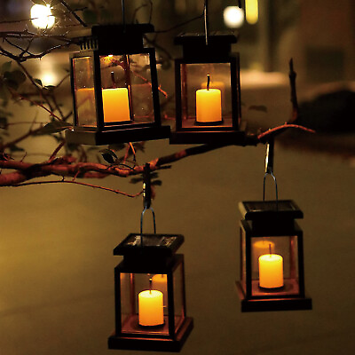 #ad LED Solar Hanging Lighting Lantern Dusk to Dawn Outdoor Garden Lamp Waterproof $11.59