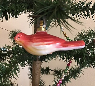 #ad Vintage Figural Christmas Bulb Red Bird on a Candle Clip “Marriage” Ornament $9.99